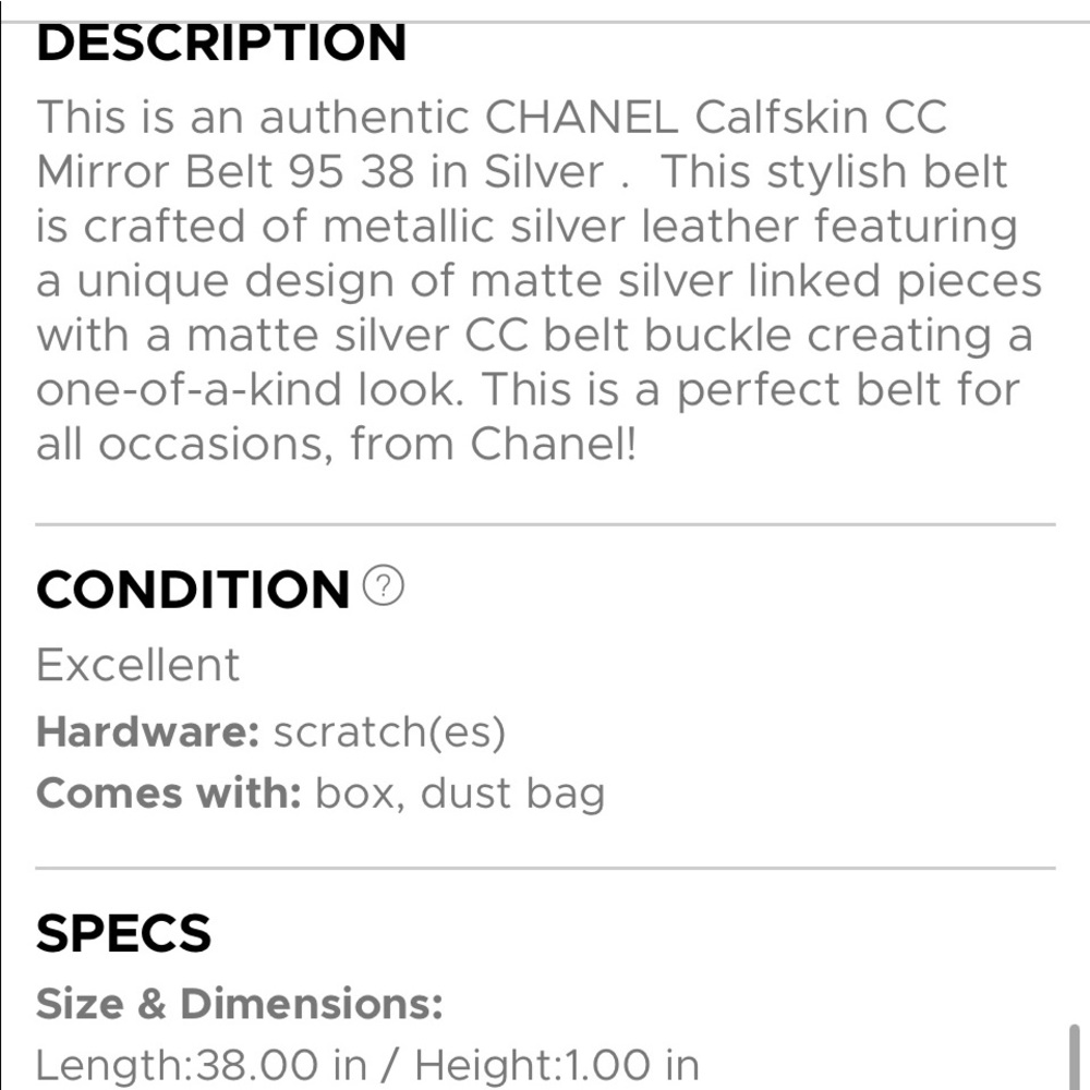Chanel silver belt - Picture 8 of 11